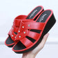 Ladies High Heel Slippers Summer Thick Bottom Home Outdoor Non-slip Slippers Women Summer Shoes Soft Bottom Wedge Heel Rhinestone Sandals