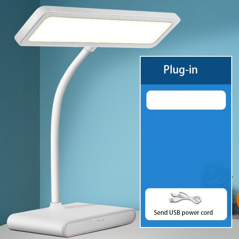 Led Rechargeable Table Lamp Eye Protection Work and Study Dormitory Bedroom Bedside Lamp Eye Protection Plug-in White Simple Table Lamp