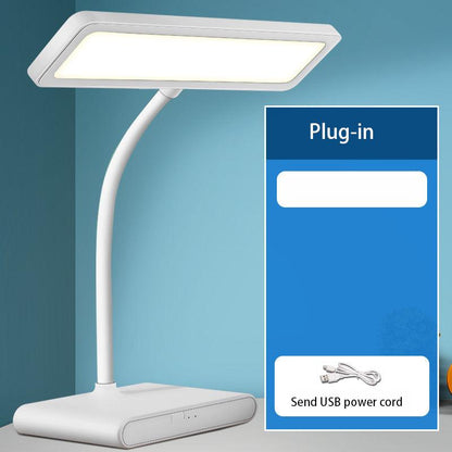 Led Rechargeable Table Lamp Eye Protection Work and Study Dormitory Bedroom Bedside Lamp Eye Protection Plug-in White Simple Table Lamp