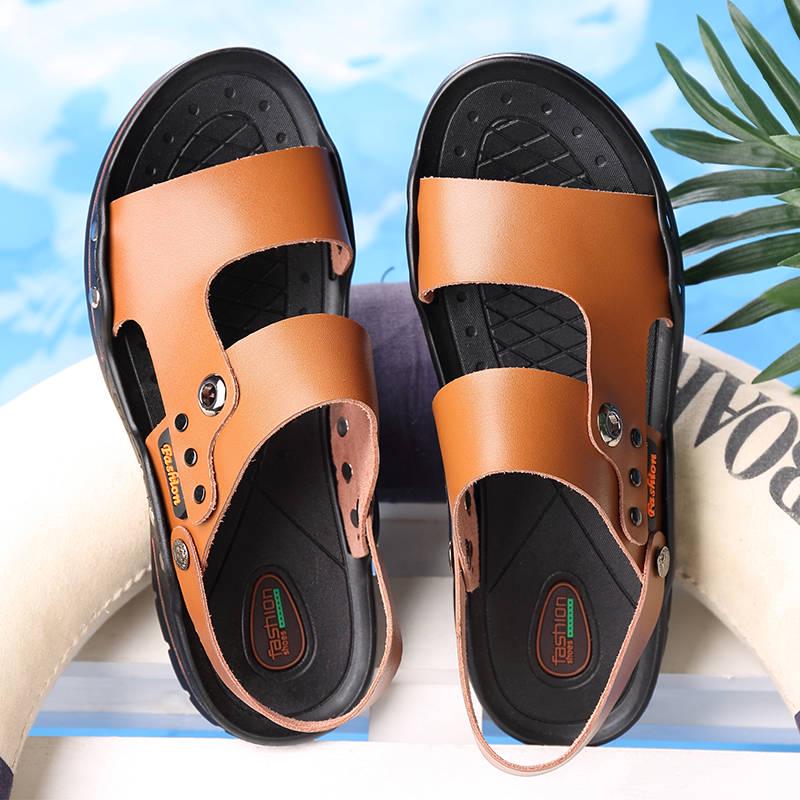 Beach Shoes Men's Sandals Trend Sandals Summer Non-slip Leather Soft Sole Dual-purpose Casual Shoes