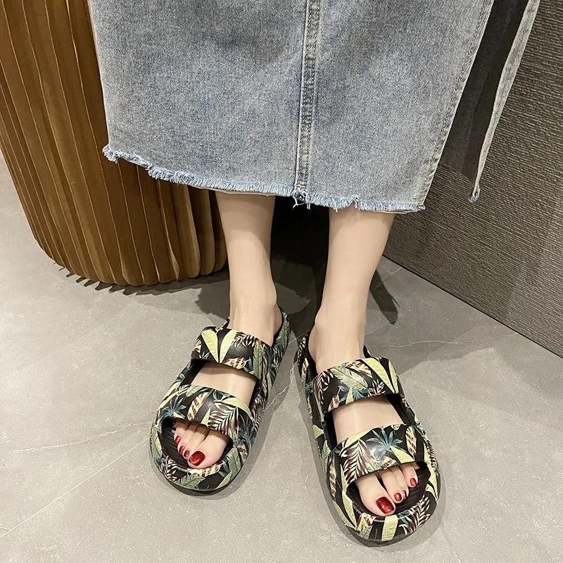 Women's Summer Thick-soled Slippers Cute Wear Out Non-slip Couples Beach Sandals and Slippers for Men's Flip-flops