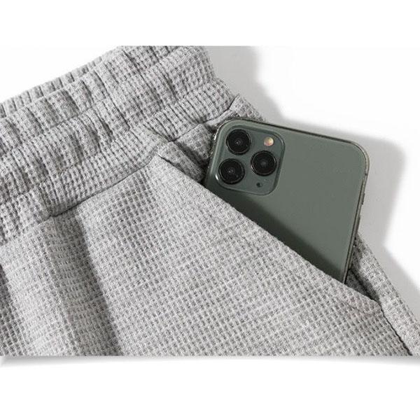 Waffle Spring and Summer Gray Black Wide Leg Pants Women's High Waist Straight Loose Thin Casual Sports Pants