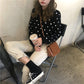Autumn and Winter Knitted Jacket Long-sleeved Loose All-match Jacket Short Spotted Women's Bottoming Shirt