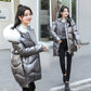 Winter Cotton Clothes Bright and Comfortable Women's Mid-length Winter Loose and Thick Warm Down Cotton Down Jacket