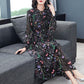 Spring Chiffon Floral Skirt Dress Women's Long-sleeved Large Size Long Slim Fit Bottoming Skirt Fabric Light and Breathable