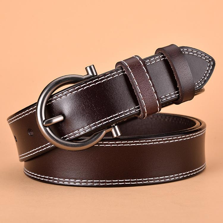 Waist Belt Women Leather Belt Solid Color Pin Buckle Waist Belt