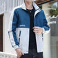 Spring and Autumn Men's Jacket Stand Collar Coat Colorblock Printing Top Trend Simple Bomber Jacket Zipper Sportwear