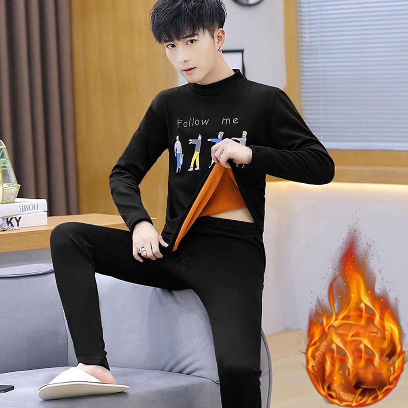 Thermal Underwear Men's Student Long-sleeved Warm Clothes Plus Velvet Thickening Suit Youth Autumn Clothes Long Trousers