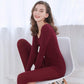 Women Plus Size Winter Thermal Underwear Autumn Clothes O-neck Tight Suit Thicken Windproof Comfortable Soft Lining Long Sleeve High Elasticity Slim