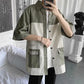 Military Style Workwear Shirt Men's Summer Multi-pocket Ins Short-sleeved Shirt Loose and Handsome Men's Cardigan Short-sleeved Shirt