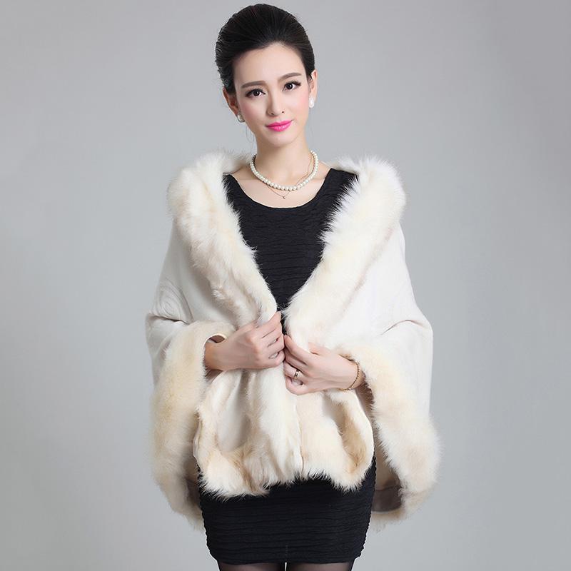 Autumn and Winter Imitation Fox Fur Coat Ladies Shawl Cloak Loose Large Size Short Fur Collar Cloak Thick