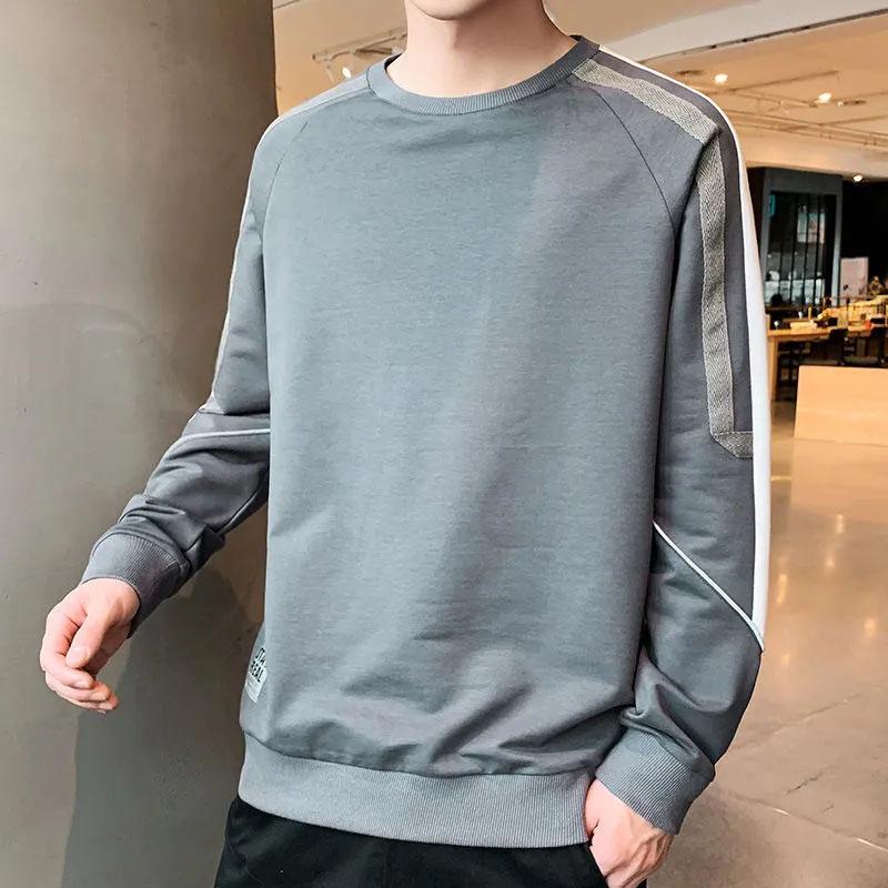 Men's Sweater Spring and Autumn Long Sleeve T-Shirt Autumn Trend Loose Versatile Round Neck Pullover Long Sleeve Men's Autumn Clothes