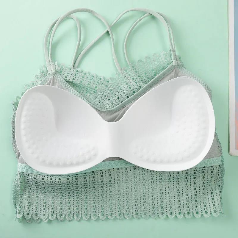 Korean Version of The Sweet and Sexy Lace Beautiful Back Gathered Bra Without Steel Ring Camisole Anti-explosion Tube Top Bra