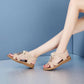 Sandals Female Summer Slope with Roman Rhinestone Flat Bottom All-match Beach Student Shoes Ladies Shoes Soft Leather Open Toe Sandals