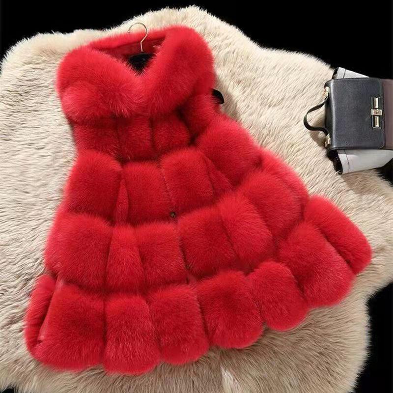 Fox Fur Long Coat Fur Autumn And Winter Stitching Female Fur Vest