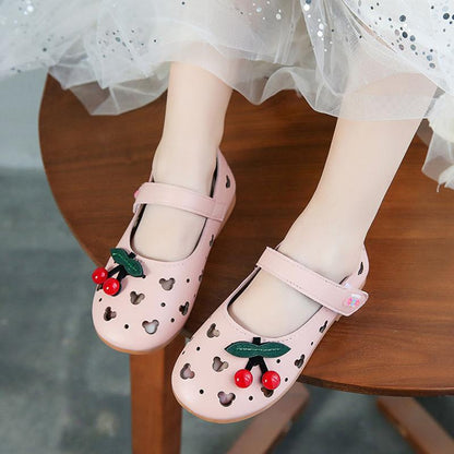 Spring Summer and Autumn Girls' Leather Shoes Princess Shoes Student Peas Shoes Children's Hollow Single Shoes