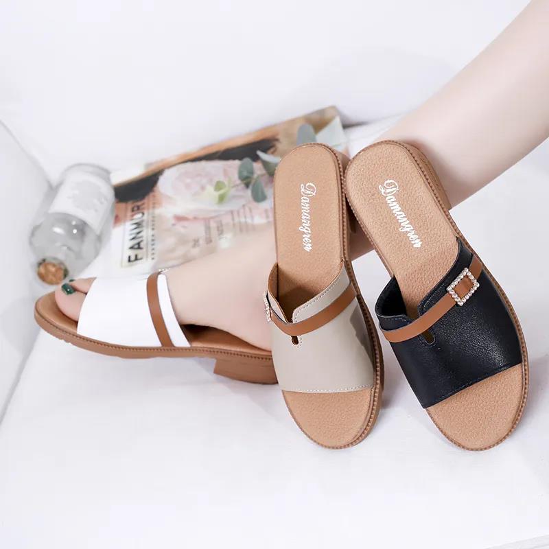 Women's Spring and Summer Plus Size Low Heel Slippers Versatile Casual Outdoor Versatile Thick Heel Slippers