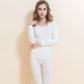 Women Winter Autumn Thermal Underwear O-neck Tops Pants Female Tight Suit Thicken Windproof Comfortable Soft Lining Long Sleeve High Elasticity Slim