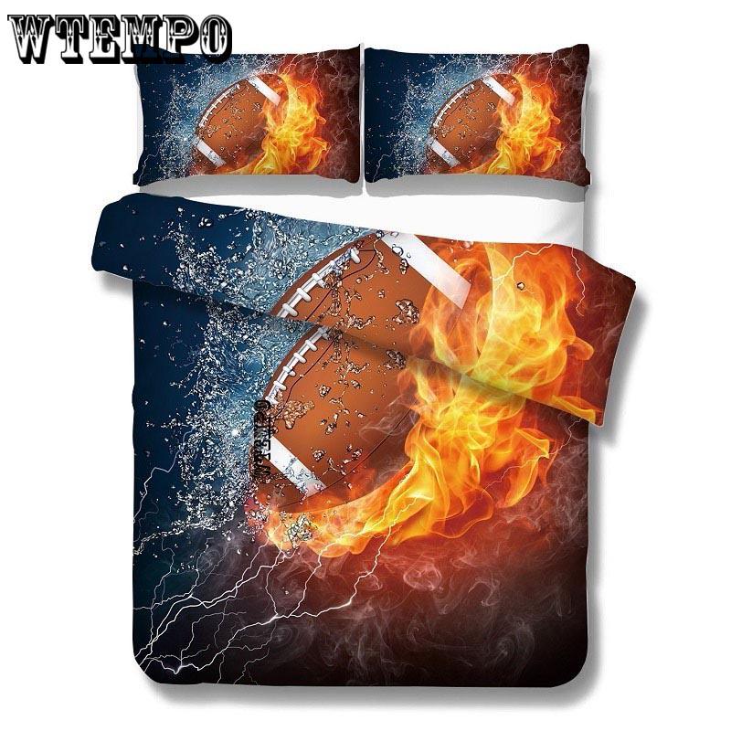3Pcs/Set Football Printed Comforter Kids Boy Bedding Sets Men Duvet Cover Double Sheet Set