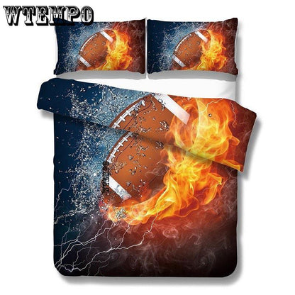 3Pcs/Set Football Printed Comforter Kids Boy Bedding Sets Men Duvet Cover Double Sheet Set