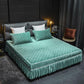 3pcs/set Wintercrystal Velvet Bed Skirt Three-piece Bed Cover Protective Cover Non-slip Quilted Bed Skirt Bed Cover and Pillowcase Three-piece Set