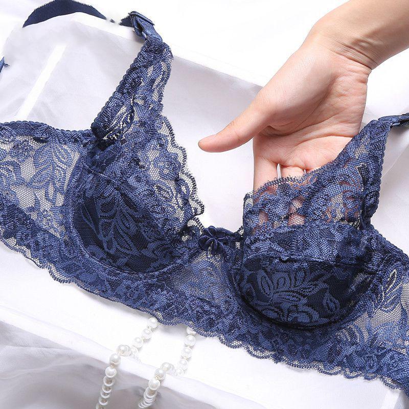 Lace Bra Ultra-thin Sexy Ladies No Sponge Comfortable Underwear Gather and Close Breast Bra Large Size Bra Sexy Underwear