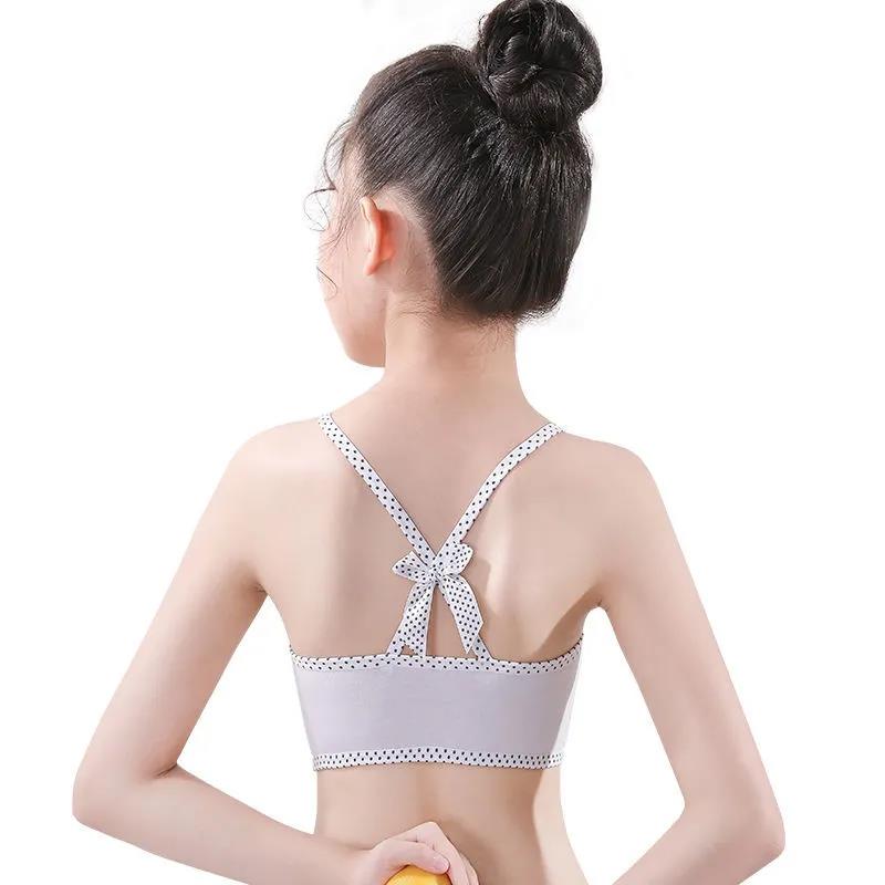 3pc/lot Girls Teenage Underwear Children Cotton Training Bra Kids Teens Puberty Crop Top 8-14 Years