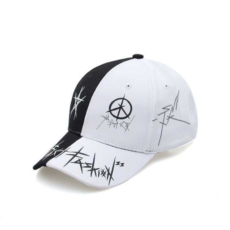 Personality Black Spell White Hat Ms. Korean Version Of The Wild Graffiti Cap Summer