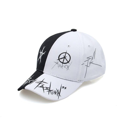 Personality Black Spell White Hat Ms. Korean Version Of The Wild Graffiti Cap Summer