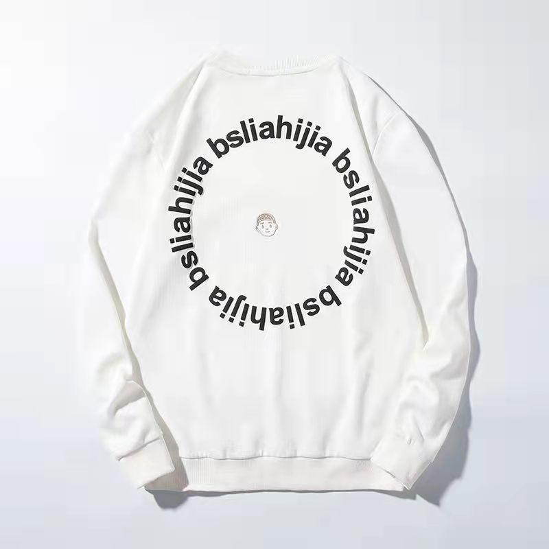 Sweatshirt Men's Autumn and Winter Plus Velvet Thick Printing Round Neck T-shirt Pullover Jacket