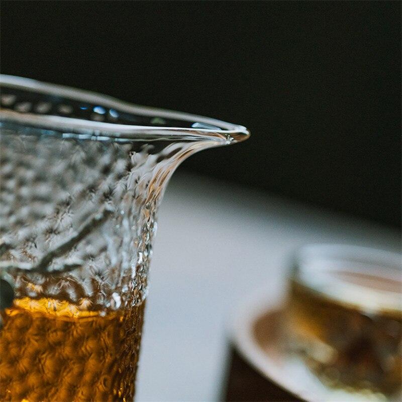 Heat Resistant Large Glass Teapot with Handle 3D Plum Glass Teacup Transparent Hammer Pattern Chahai Drinkware