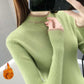 Autumn and Winter Korean Version of Warm Knit Sweater Slim Long-sleeved Solid Color Top Plus Velvet Thick Round Neck Sweater