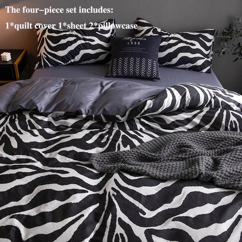 Pure Cotton Four-piece Cotton Bed Leopard Print Bed Sheet Quilt Cover Pillowcase Set Nordic Simplicity