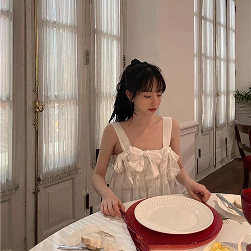 The Skirt Is Super Fairy and Thin Summer Bowknot Suspender Dress Lace Princess Dress