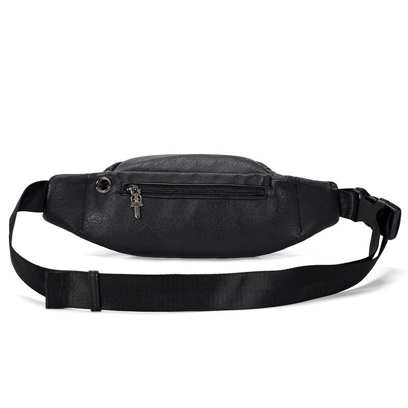 Waist Bag Men's Waterproof with Headphone Hole Rivet Crossbody Outdoor Sports Hip Hop Shoulder Bag
