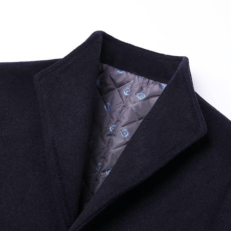 Winter Wool Jacket Men's Wool Coat Casual Slim Collar Wool Coat Men's Long Cotton Collar Trench Coat