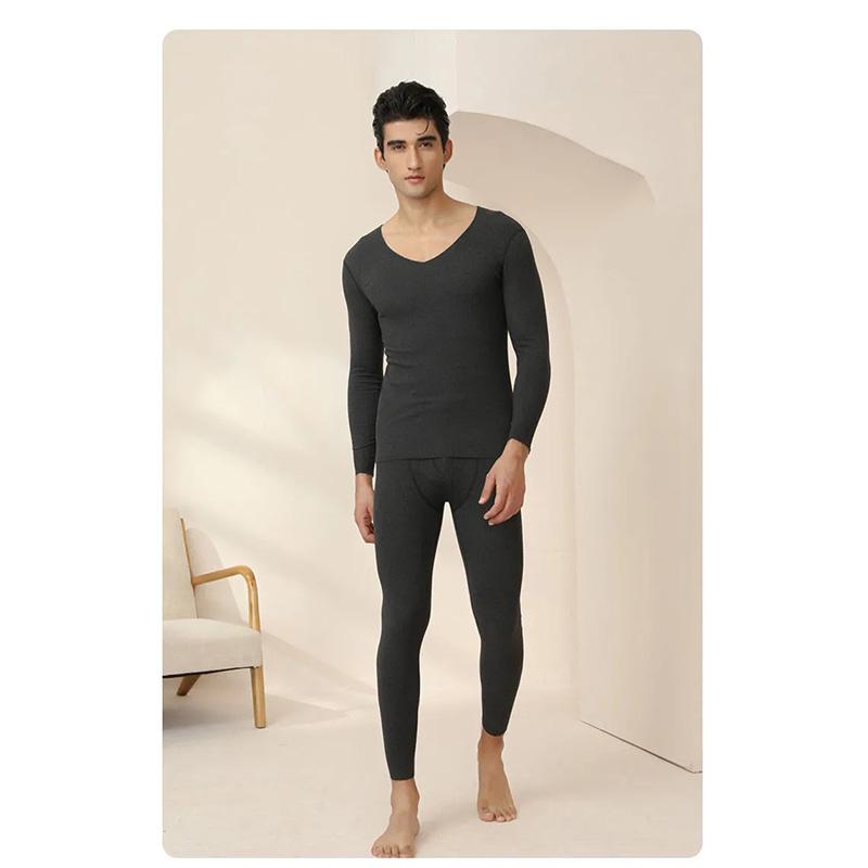 Men's 2 Pieces Long-sleeve Suit Set Thermal Underwear Temperature Homewear Slim Comfortable Home Pajamas Tight Warm Body Suit Round Neck Clothing