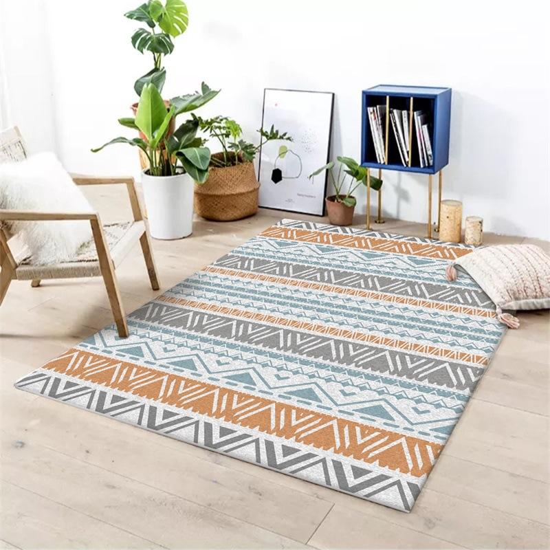 Fashion Mediterranean Geometric Carpet Ethnic Style Striped Bedroom Carpet Living Room Door Mat Bedside Carpet Floor Mat