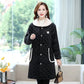 Plus Velvet Thick Blouse Mid-length Women's Clothing Casual Fur Collar Coat Cotton Blouse Winter Loose Large Size Home Wear
