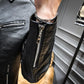 Fashion High-end Men's Leather Jacket Fashion Trend Slim Fit Plus Cashmere Warmth Send Leather Care Agent Sheepskin Jacket