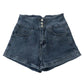 High Waist Denim Shorts Women's Retro Metal Chain Design A-line Wide Leg Pants