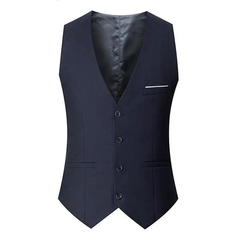 Spring and Autumn Casual Vest Men's Western Fit Body Suit Vest No Ironing Business Large Size Formal Tide Vest