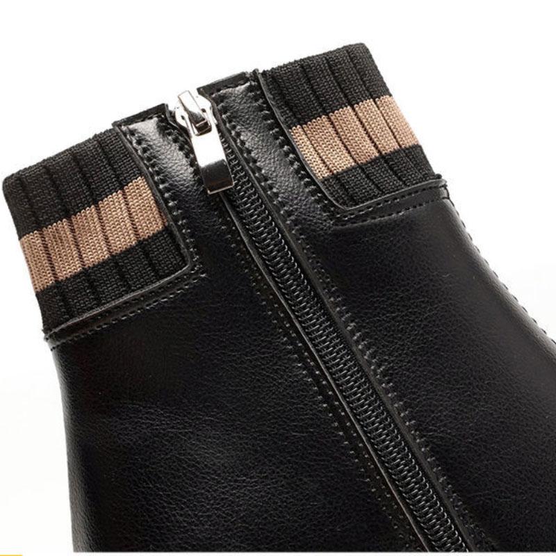 Female Martin Boots Short-tube Winter Plus Velvet Warmth Fashion All-match Mid-heel Cotton Shoes