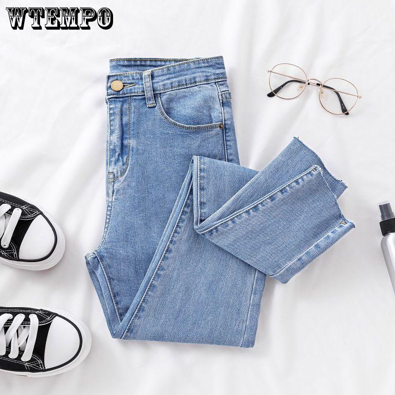 Women's  Jeans   Fashion Hole High Waist Skinny Blue Denim Pants