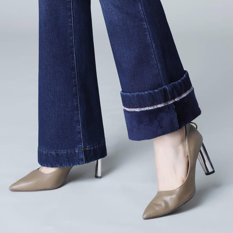 Large Size Jeans Women Destoryed Flare Jeans Waist Bell Bottom Denim Long Pants Jean