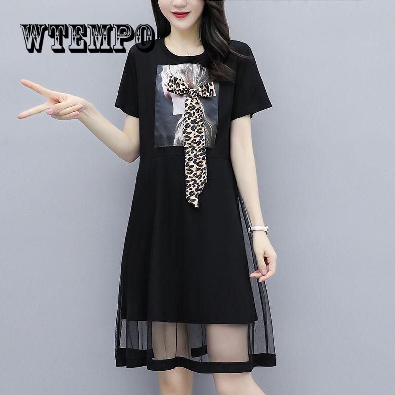 2019 New Spring Summer Round Neck Ruffles Dress Women Fashion Dress Ladies Casual Loose T Shirt
