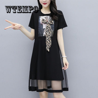 2019 New Spring Summer Round Neck Ruffles Dress Women Fashion Dress Ladies Casual Loose T Shirt