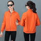 Women's Short Jacket Coat Spring and Autumn Ladies Stand Collar Printed Top Casual Jacket Zipper Sweatshirt