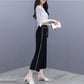 Women's Wide-leg Pants Two-piece Suit Black and White Suit Elegant Temperament Female Professional Suit, Working Lady Suit Two-piece Suit