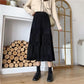 High Waist Gold Velvet Pleated Skirt Mid-length Long Skirt Solid Color All-match Skirt Autumn and Winter Female A-line Skirt
